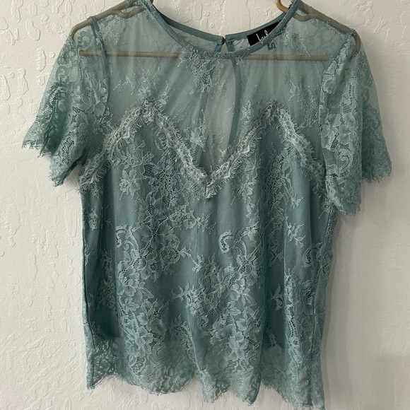 Lulus Pure Genius Sheer Sage Green Lace Top S - Picture 2 of 9